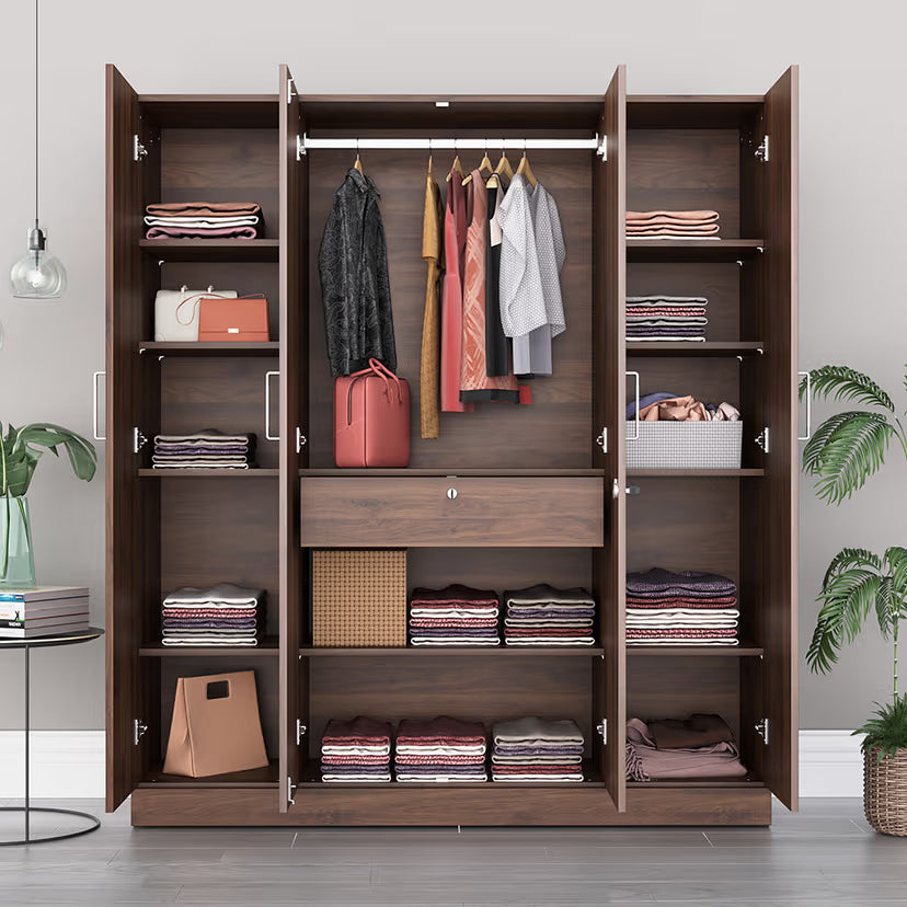 Contemporary Home Storage Cabinet – Sleek Particle Board Design with , Open Shelves & Enclosed Cupboards.