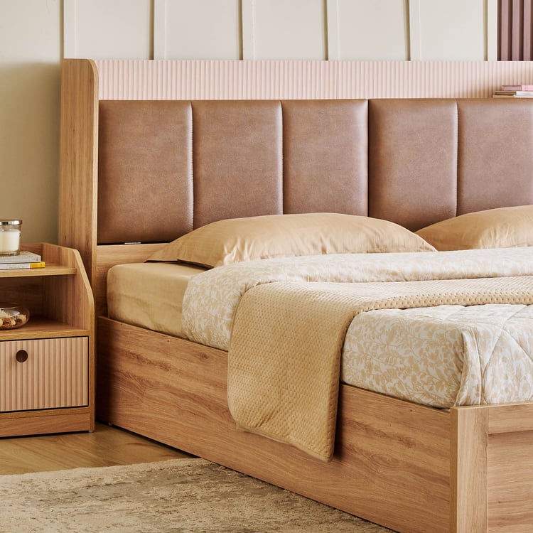 King Size Bed for Home furniture – Plywood & Wooden Headboard, Box Storage & Hydraulic Lift Option