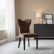 Elegant Brown Velvet Dining Chair with Studded Trim - Luxurious Home Furniture for Dining Room & Kitchen