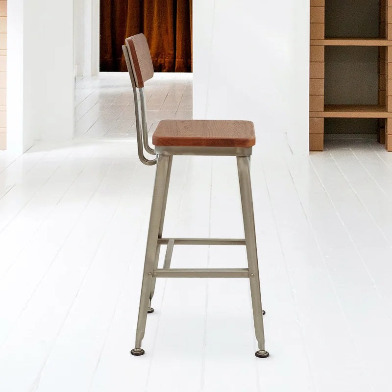 Wooden Bar Stools With Metal Frame Base