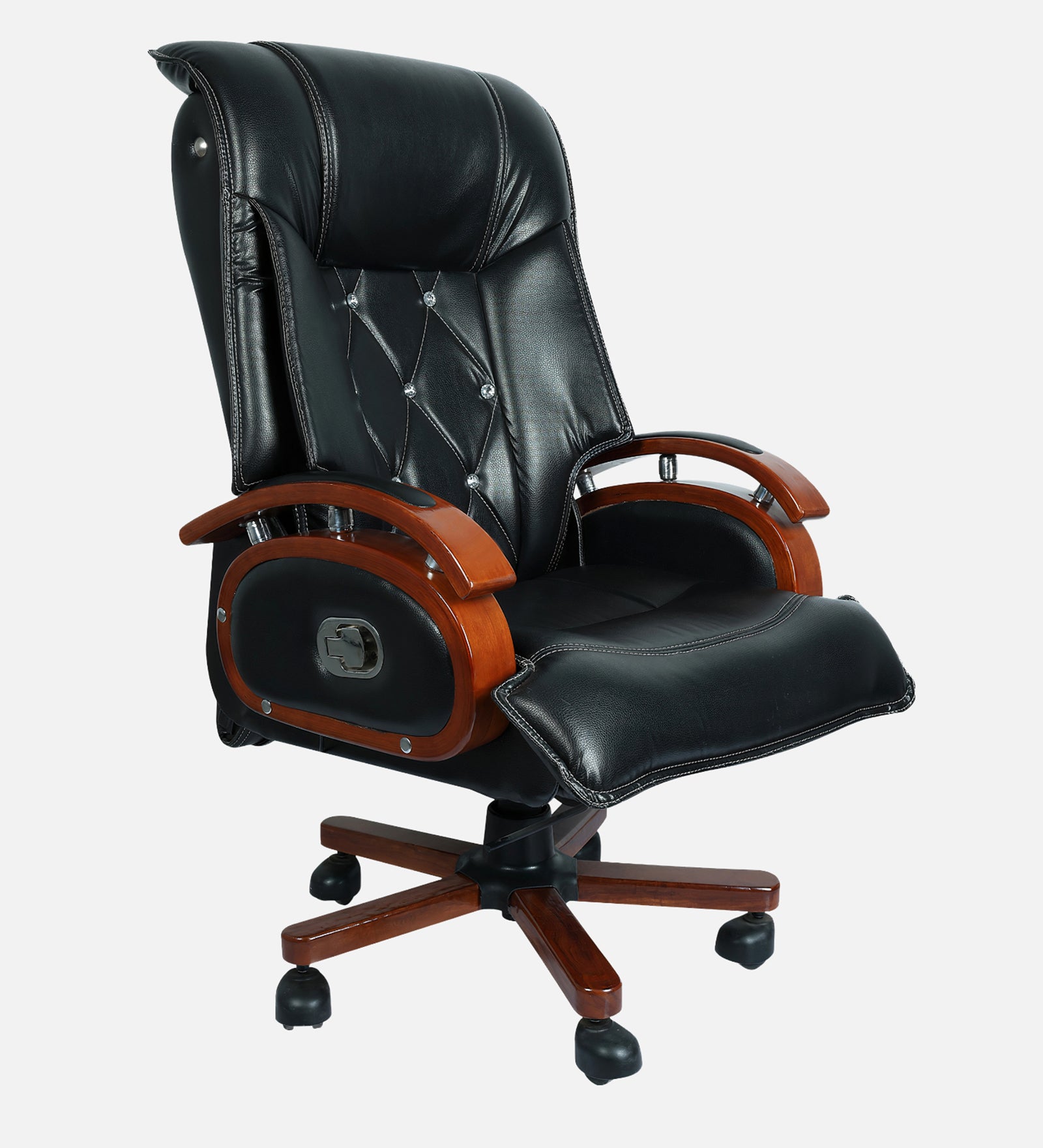 High Back Director Chair with Height Adjustable Wooden Base