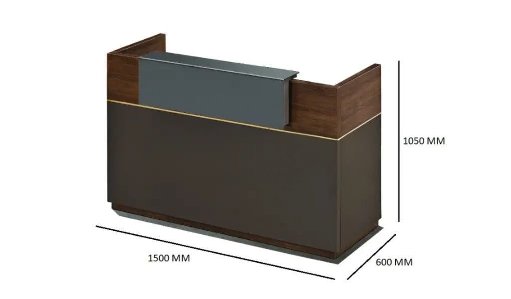 Reception Table C shaped high front panel with MDF wood and laminate for lasting durability, natural feel and luxurious looks