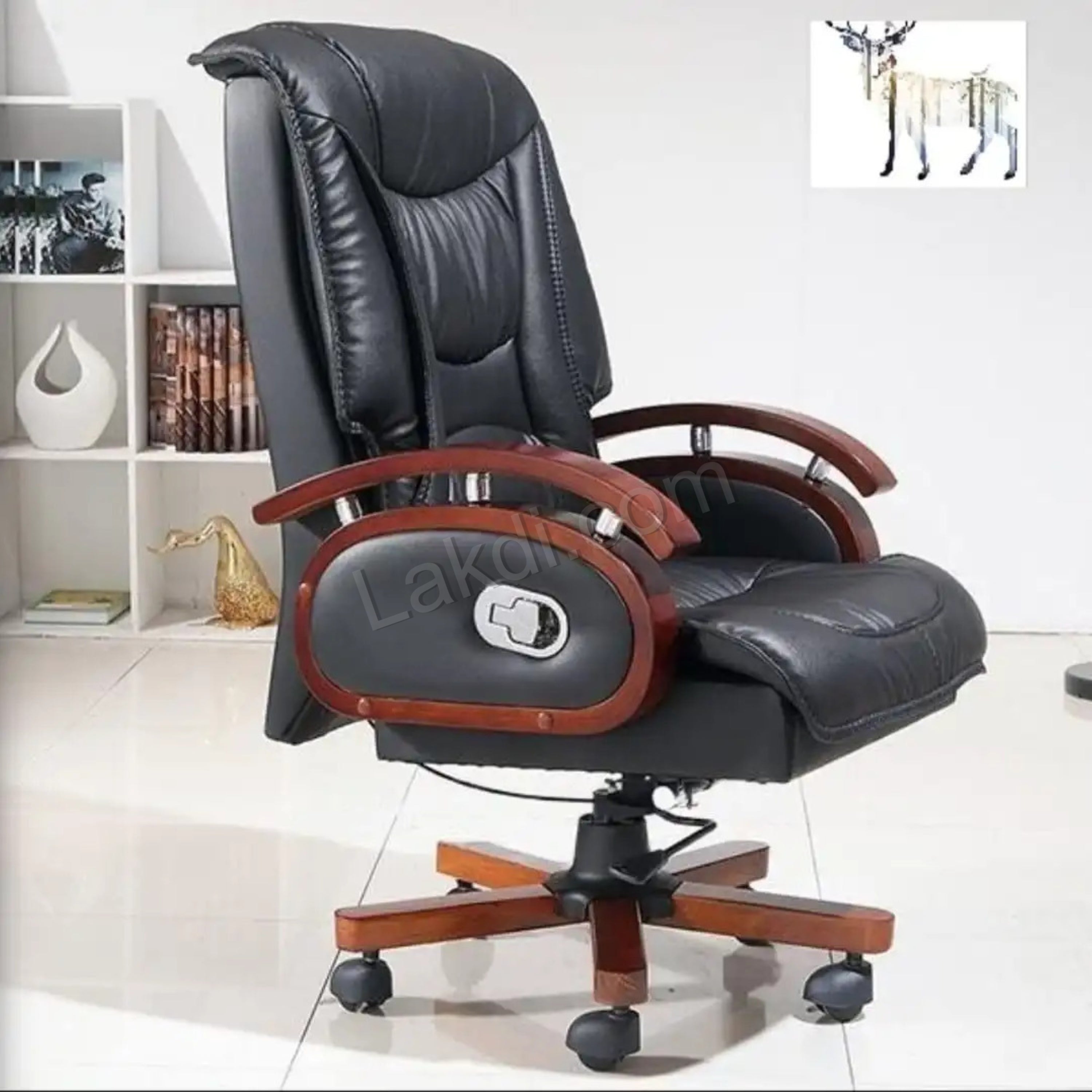 Ergonomic Director Chair: Modern Design, Plyboard & Leatherette, Recliner, Height Adjustable, Fixed Armrest & Revolving for Ultimate Comfort