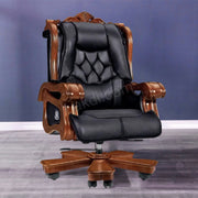 Director Chair for office Royal Design Made in Solid wood with Handcrafted & Leatherette & Recliner & Height Adjustable and Revolving Chair