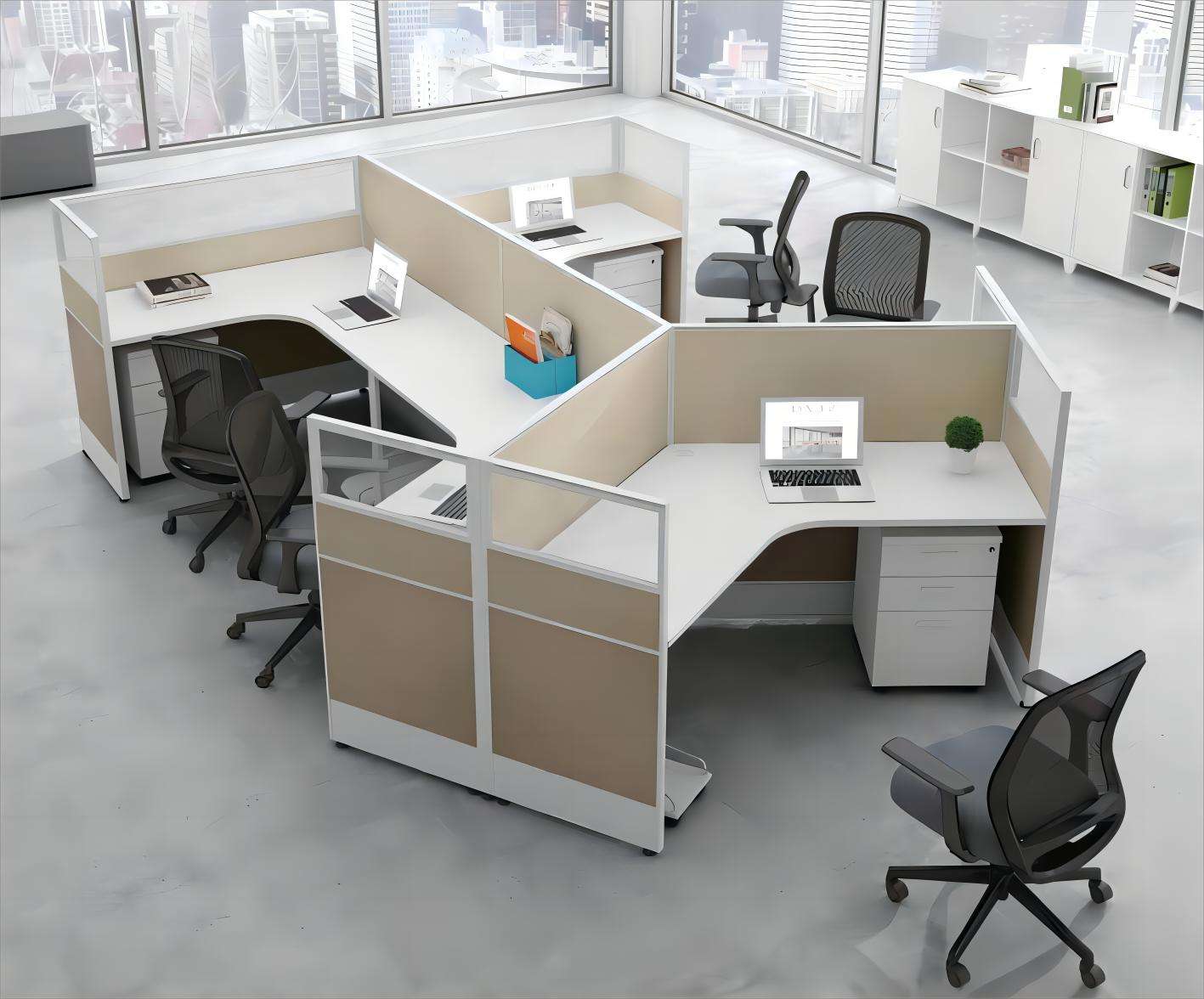 Exclusive Modern Design Office 5 Seats Cubicle Convertible Round Staff Workstations Screen Partition Desk Sets