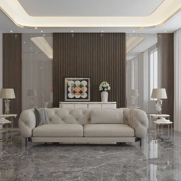 3 Seater Sofa For Home Furniture Upholstered velvet, Comfortable & Soft Luxury Couch for Living Room & Hall - Light Brown (Copy)