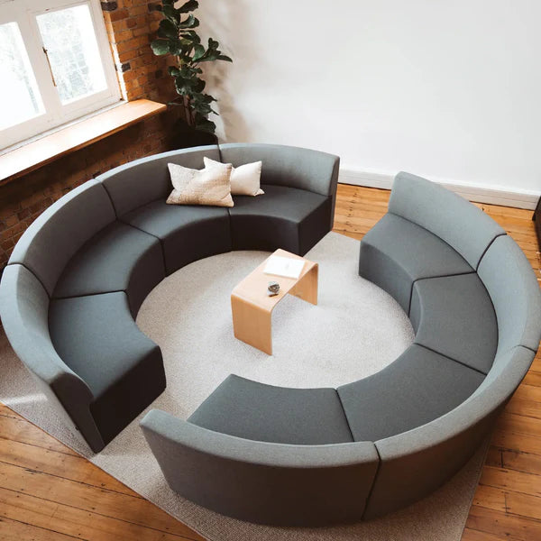 Curved Office Sofa with Modern Designs and Modular Sofa Pod for Office Work Environment.