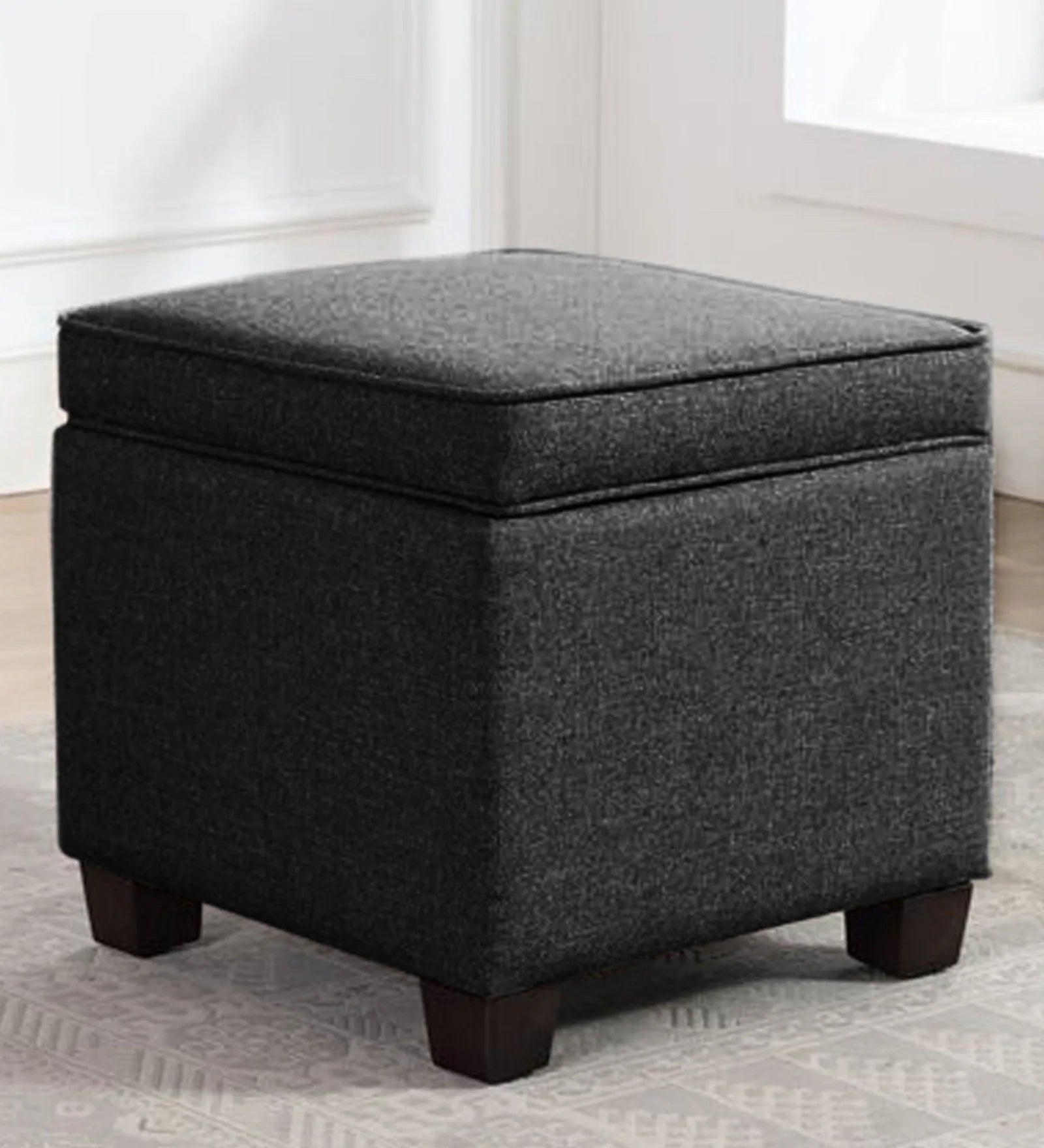 Ottoman Plouffe's For Home Furniture Foot Rest Premium And Durable Design Comfortable Seating for Living Room & Bedroom -Dark Grey