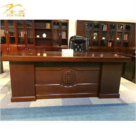 Director & Executive L-Shape Office Table Modern Desk Made in Plyboard with Veneer Open Shelves & Side Drawer, CPU Storage & Wire Manager - Brown