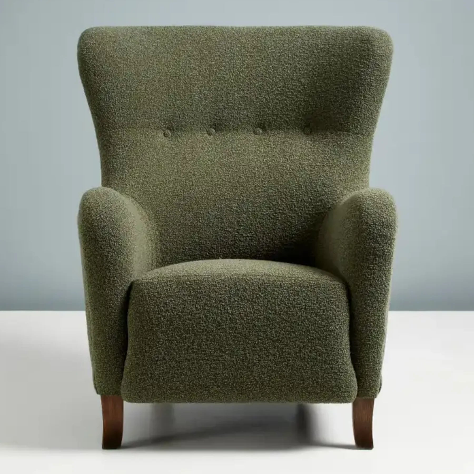 Lounge Chair Sofa, Upholstery Woolen, Durable Modern Design Wing Chair For Living Room or Bedroom - Green