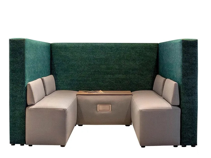 4-Seater Office Focus Sofa with Enclosed Seating Space with Workspace Divider, Sofa with Soft-Seating, Sofa with Visual Privacy Screens