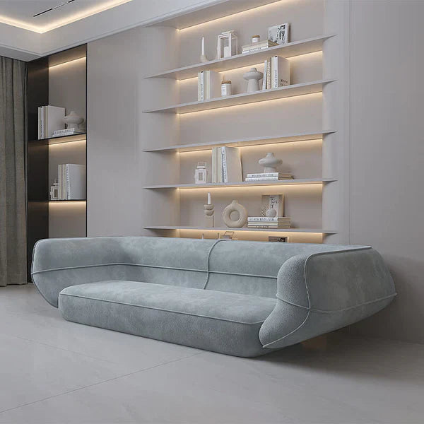 3 Seater Sofa For Home Furniture Upholstered velvet, Comfortable & Soft Luxury Couch for Living Room & Hall -Light Grey