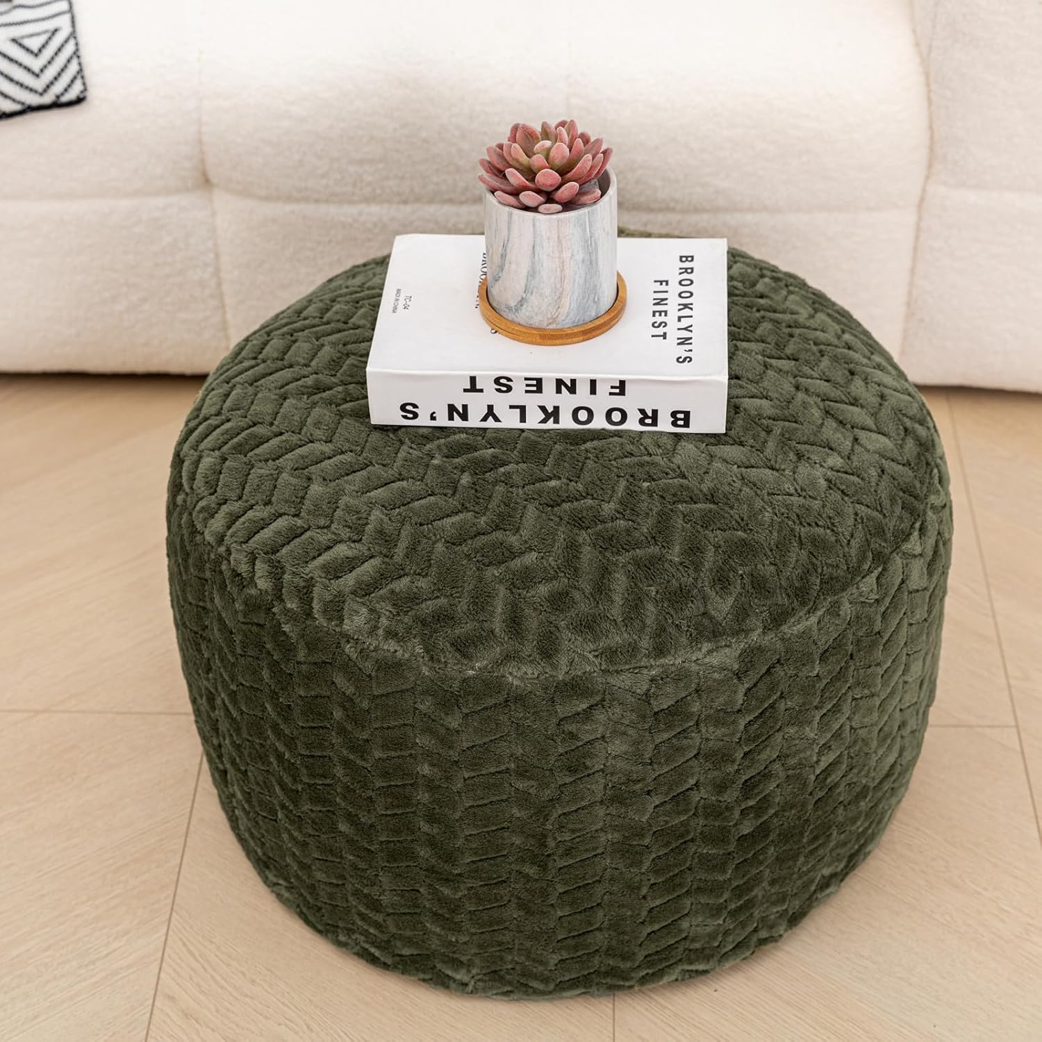 Ottoman For Home Furniture Upholstery Velvet, Foot Rest Modern And Durable Design Comfortable Seating with Storage for Living Room - Dark Green