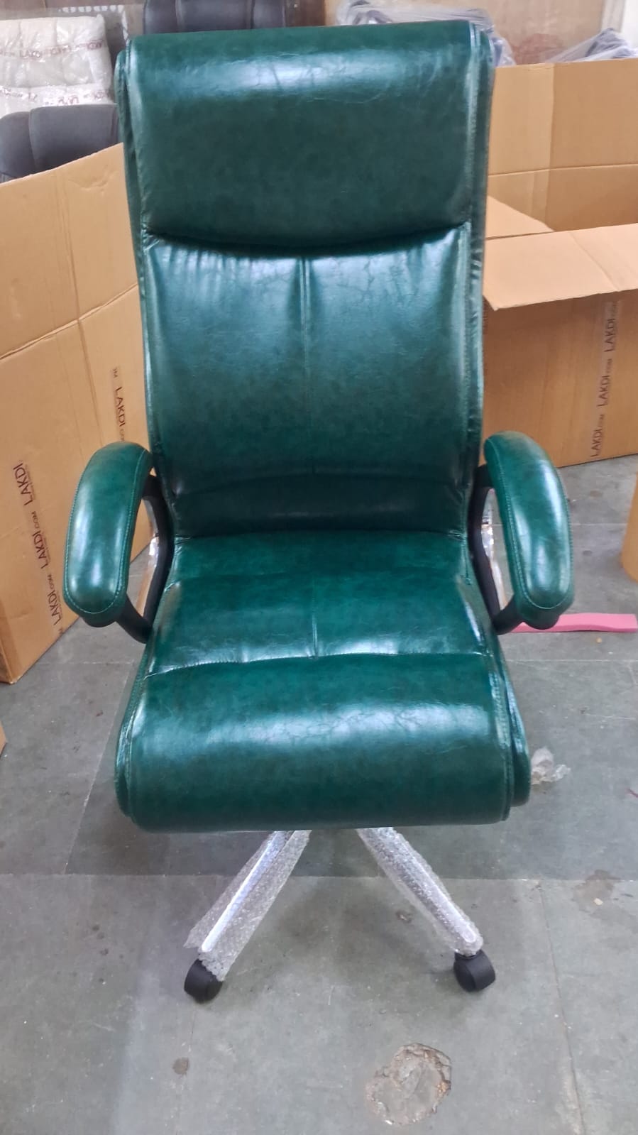 Dark Green High Back Director Chair with Chrome Base
