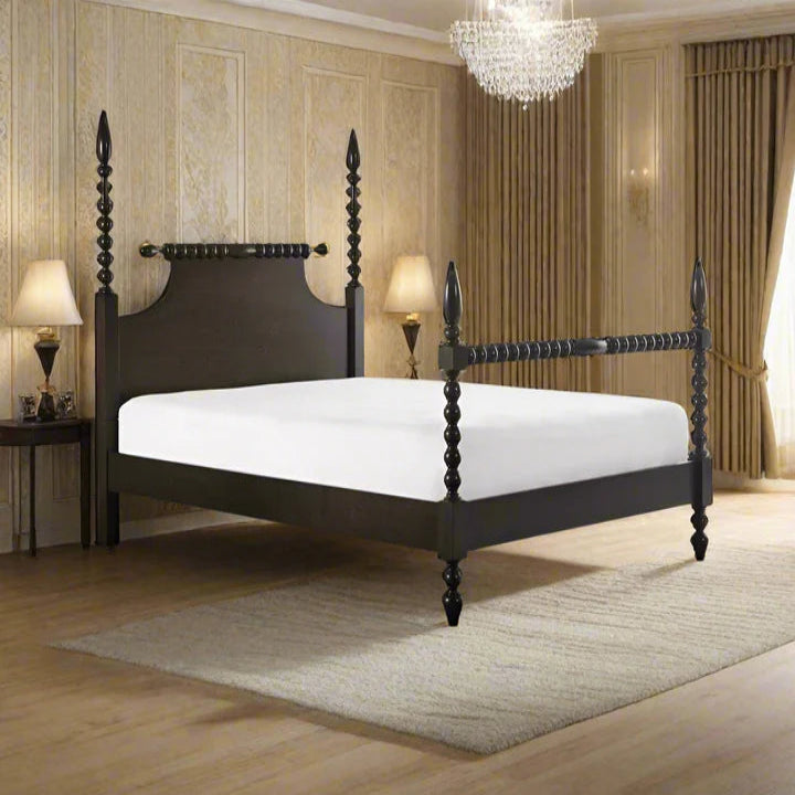 Poster Bed Elegant Solid Sheesham Wood in Walnut Finish – Royal Look with Lasting Durability