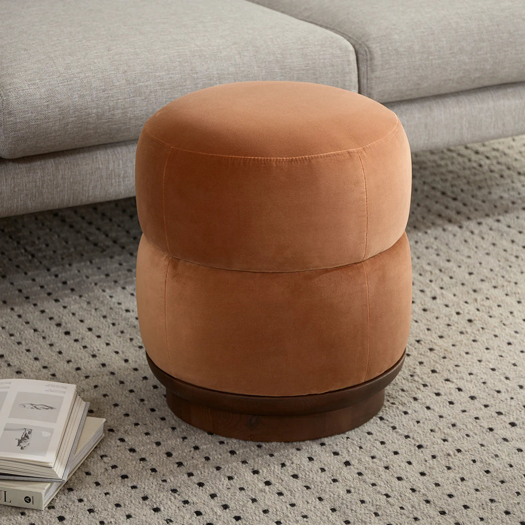 Soft velvet Ottoman-solid wood base with firm foam padding for durability and comfort