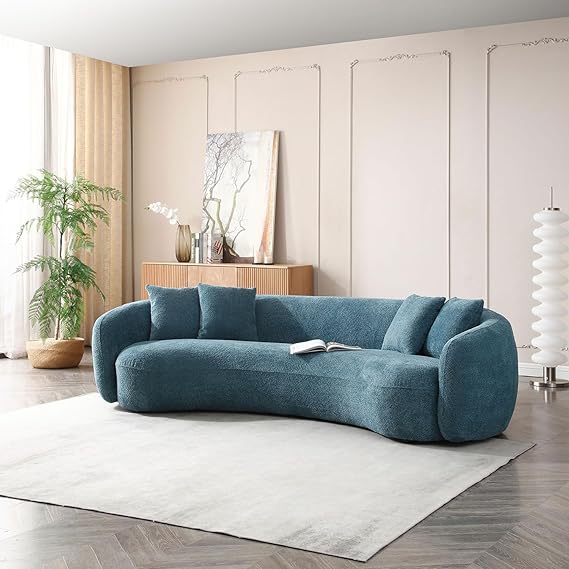 3 Seater Sofa For Home Furniture Upholstery Velvet Modern And Durable Design For Living Room -Blue