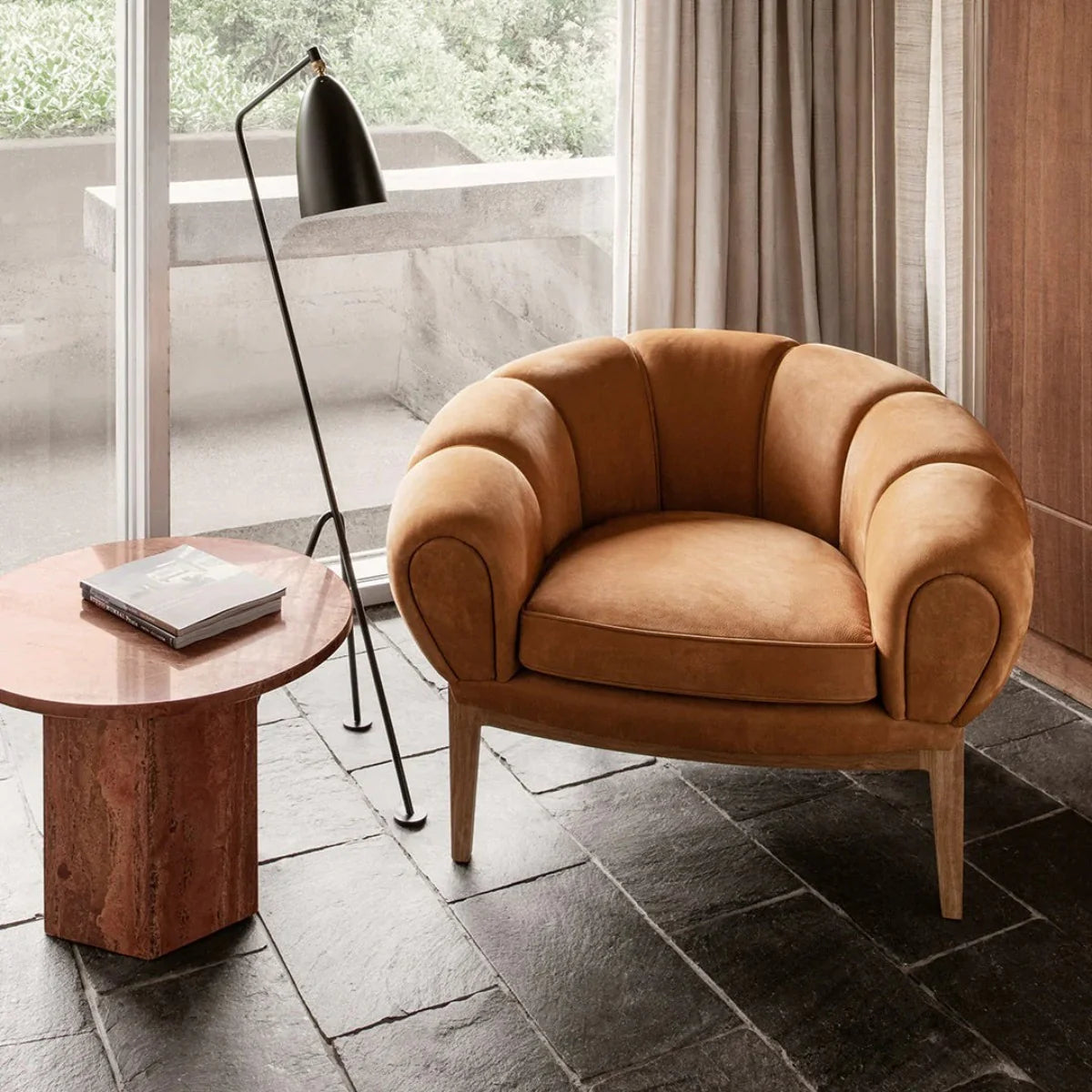 Lounge Chair Sofa, Upholstery Velvet ,Durable Design For Living Room or Bedroom -Brown