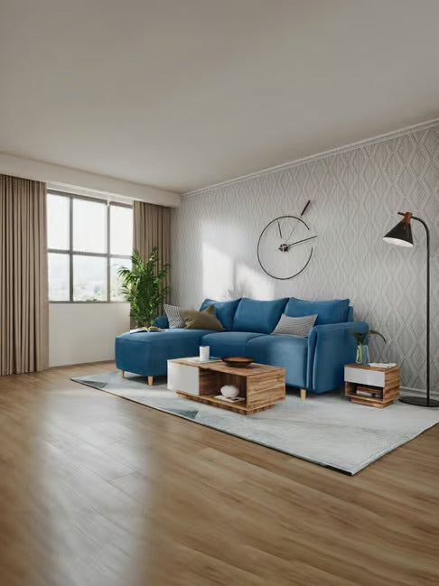 5 Seater Sofa For Home and Furniture & Upholstery Fabric, Modern and Durable Design for Living Room – Blue
