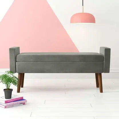 Ottoman For Home Furniture Upholstery Velvet Comfortable Seating, Multi-Functional Modern And Durable for Living Room -Grey