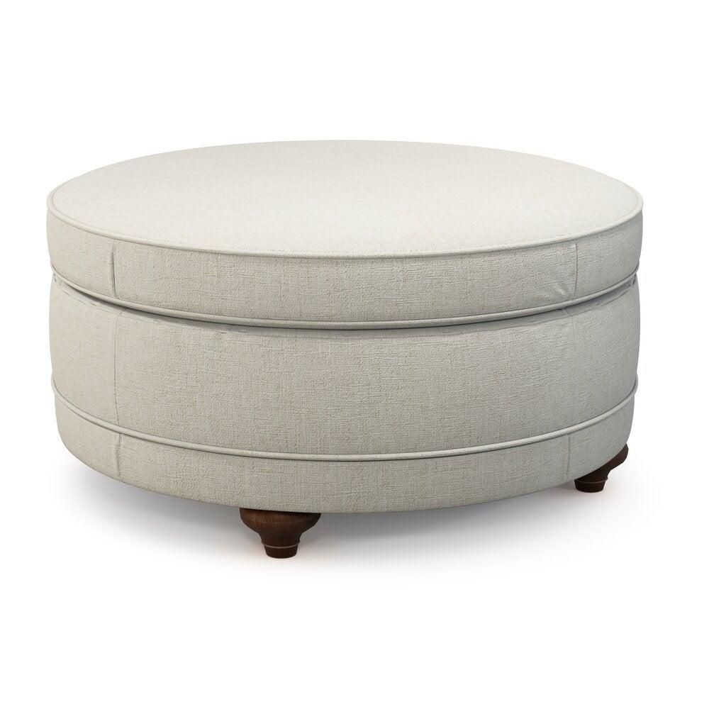 Ottoman For Home Furniture Modern & Durable Design Round Shape Upholstery Fabric Foot Rest for Office for living Room - Light Grey