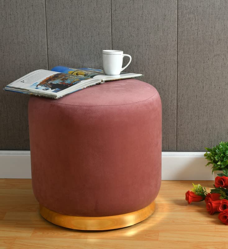 Ottoman Plouffe's For Sitting Stool For Living Room Sitting Puffy Wooden Stools Chair Living Room Furniture Footrest Foot Stool For Office Home Décor- Pink