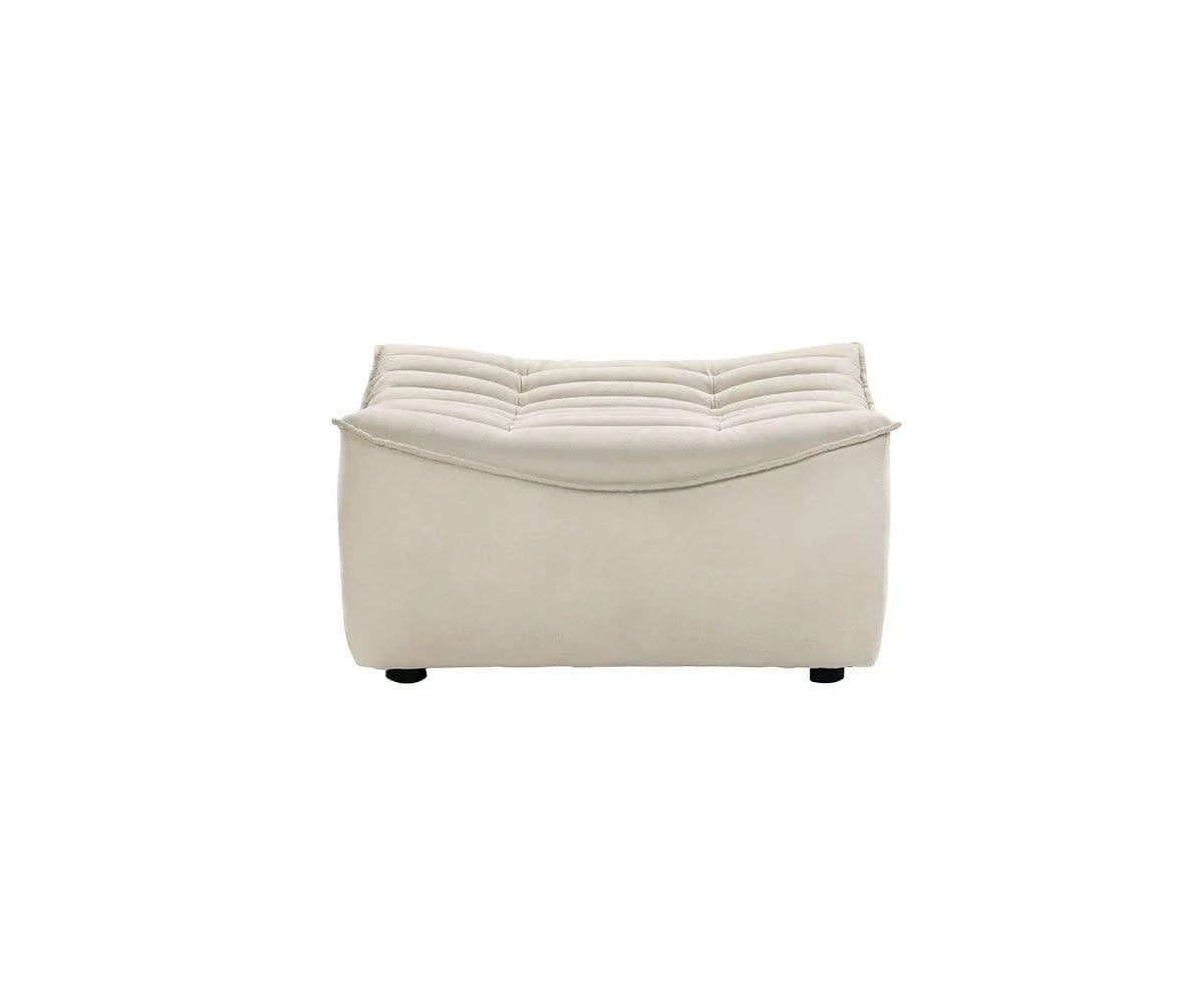Ottoman For Home Furniture Upholstery Pu Leatherette, Comfortable Seating & Multi-Functional for Living Room - Off White