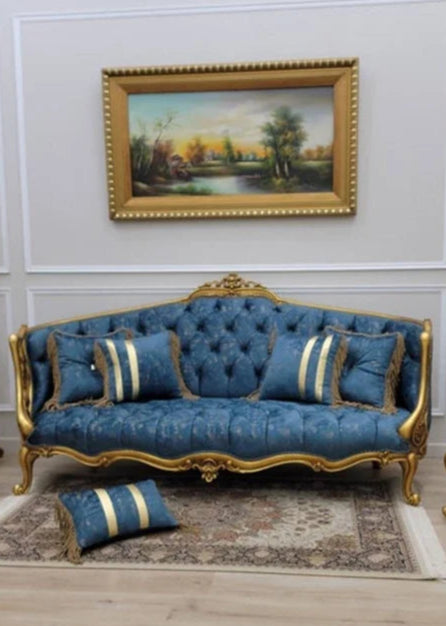 3-Seater Sofa For Luxurious Living Home Seating with Carving Design, Plush Velvet Fabric and Luxury Design