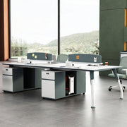 Modern 4-Person Collaborative Office Workstation Desk with Integrated Storage & Privacy Panels
