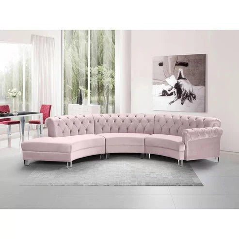 Curved Sofa For Home and Furniture Upholstery Pu leatherette , Modern and Durable Design for Living Room Green