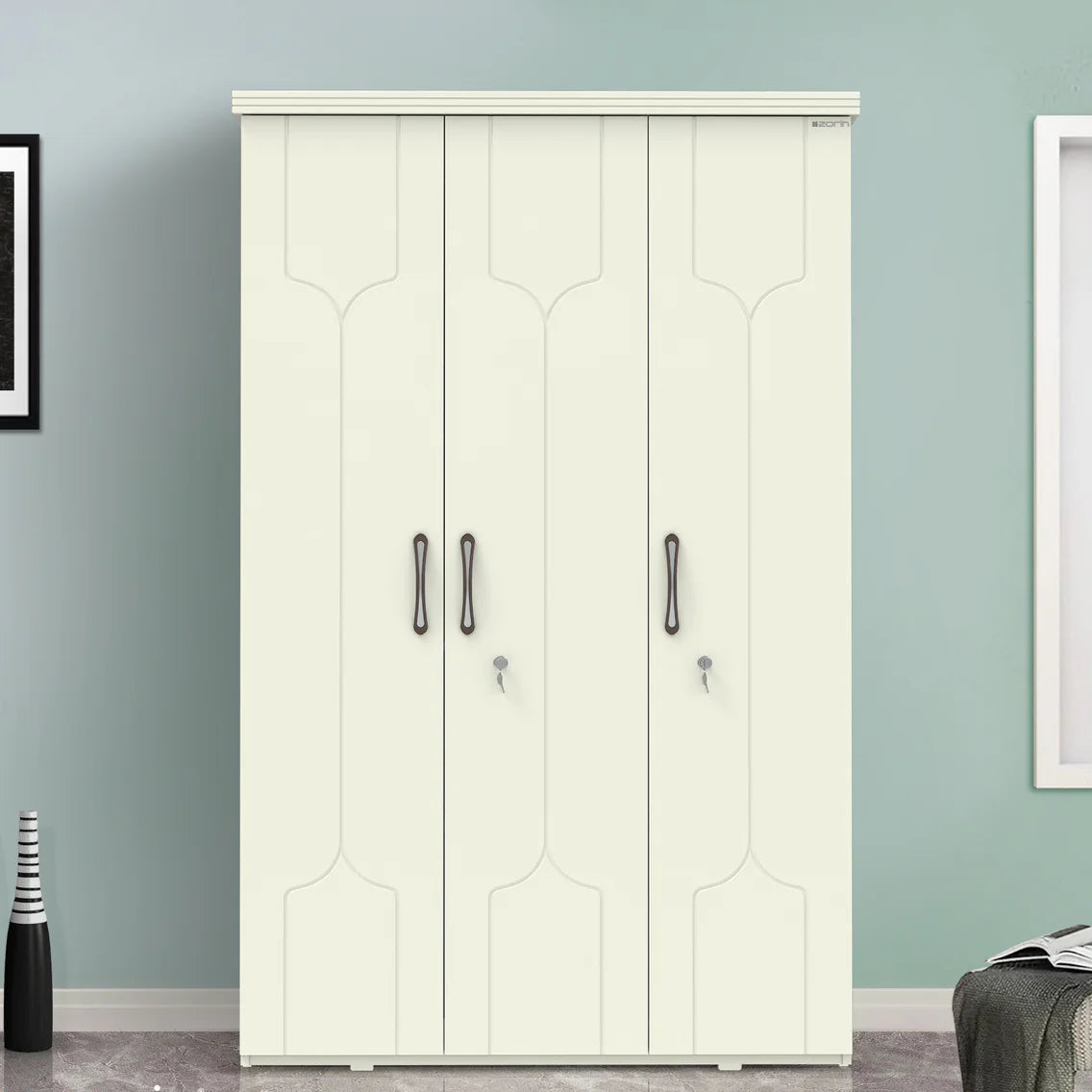 Wardrobe for Home Furniture 3-Door Contemporary Style with Sleek Contemporary Finish for Bedroom Storage Needs