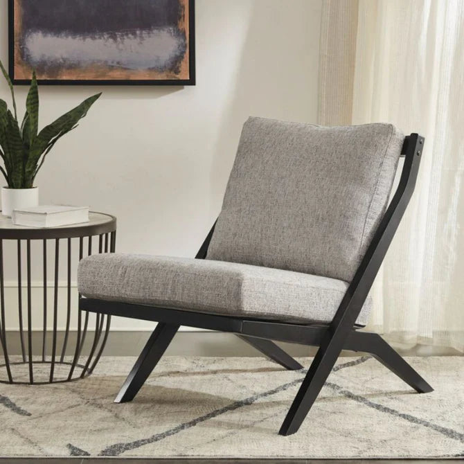 Lounge & Armless Wide Slipper Chair Sofa, For Living Room or Bedroom -Grey