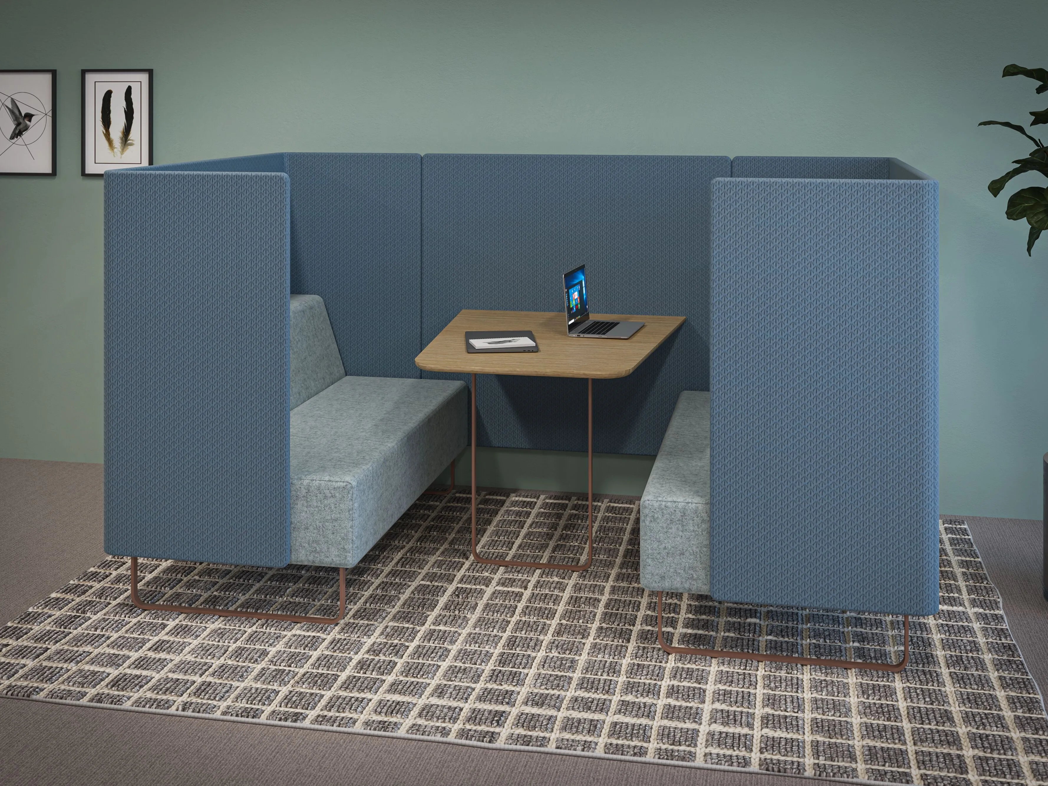 3-Office Focus Sofa with Enclosed Seating Space with Office Seating Solution with High-Back Privacy Panels