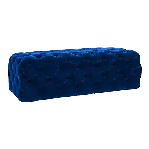 Ottoman for Living Room – Navy Blue Upholstery, High-Density Foam, Solid Wood Frame