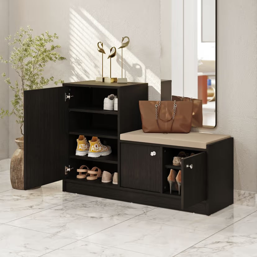 Wooden Shoes Storage Cabinet with Seating Design, High Durable Material Used For Long Lasting Use