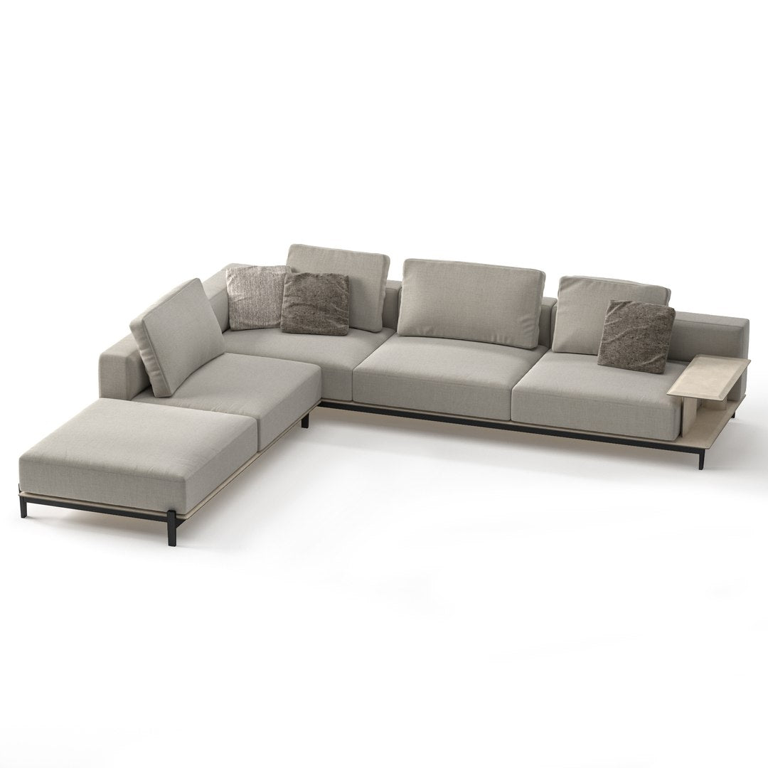 L Shape Sofa Couch For Home Furniture Upholstery Fabric Modern Durable Design For Living Room -Grey