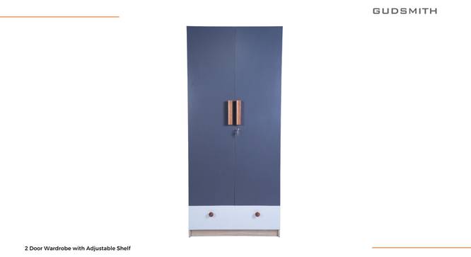 Wardrobe Two‑Door Sliding in Grey & Walnut Finish – Spacious Storage, Smooth Glide Doors, Sleek Modern Look