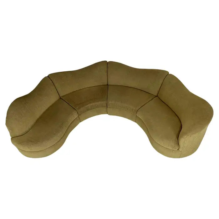 4 Section Sofa Semi Circular For Home Furniture, Upholstery Velvet Modern And Durable Design For Living Room -Brown