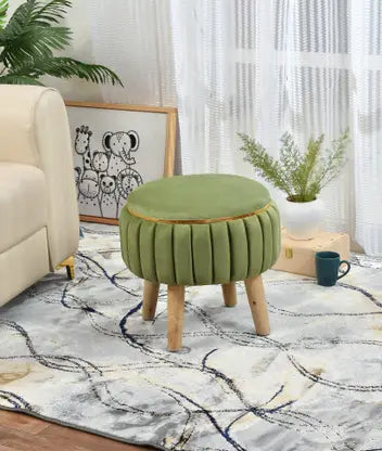 Ottoman For Home Furniture Upholstery Velvet Comfortable Soft & Multi-Functional Modern And Durable for Living Room -Green