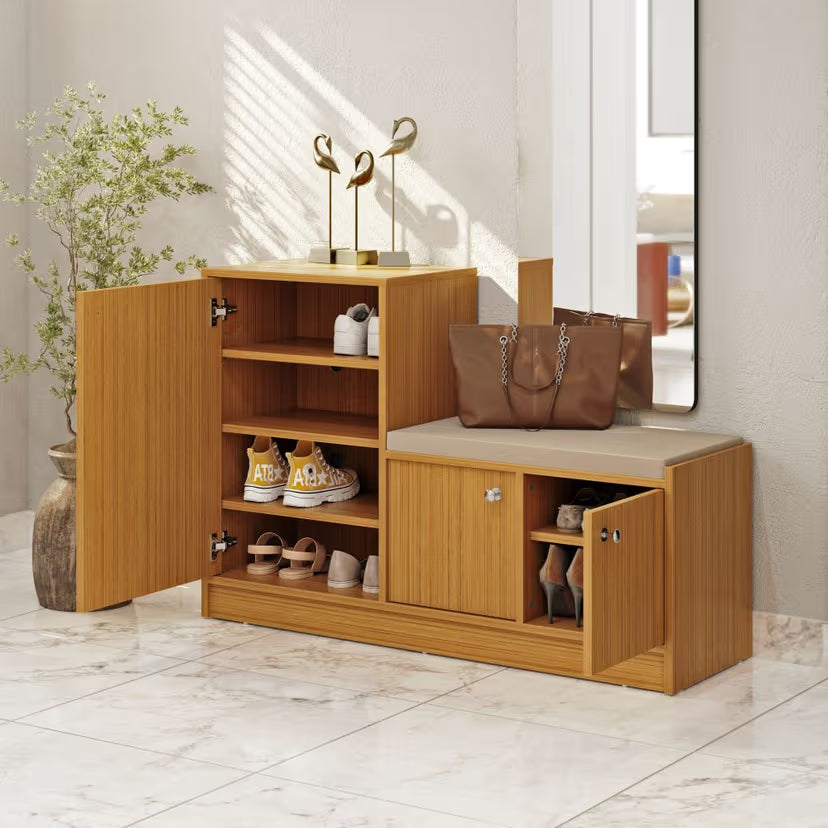 Wooden Shoes Storage Cabinet with Seating & Modern Design, High build Material Used For Long Lasting Use