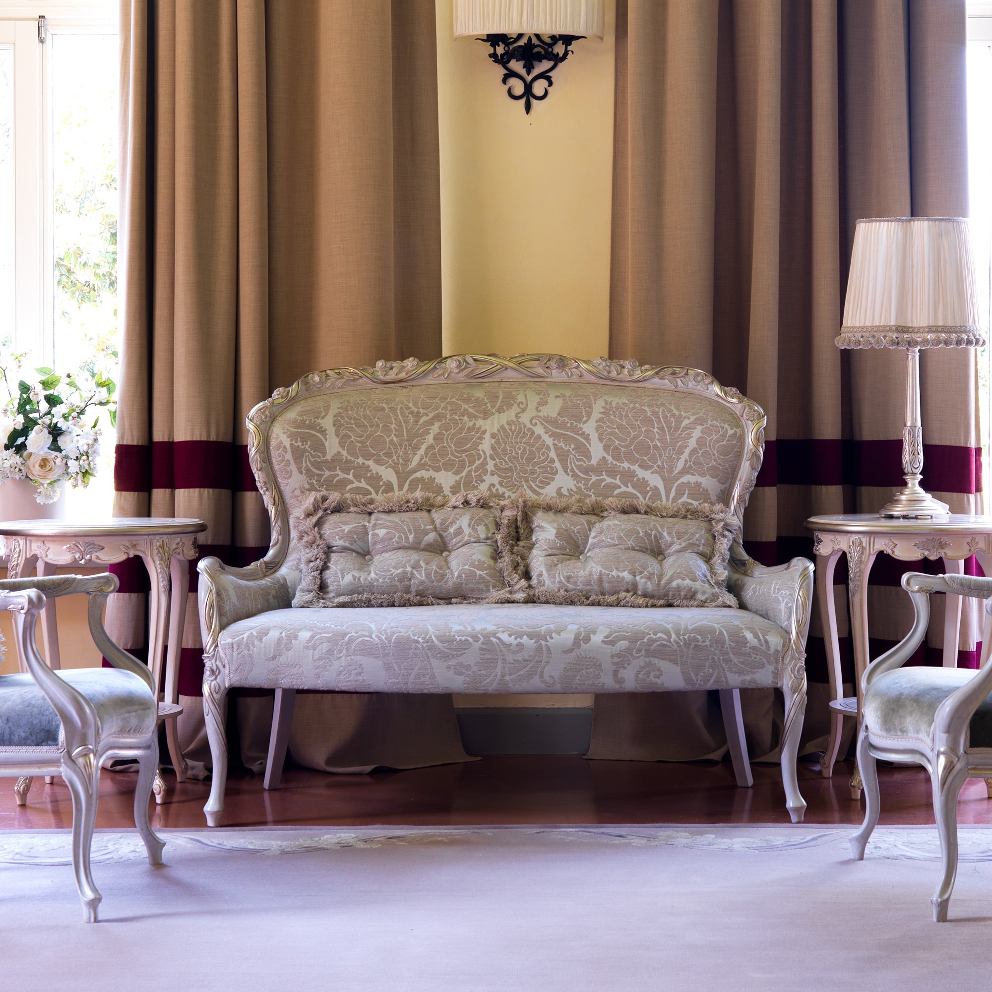 Luxury 3-Seater Carving Sofa for Home Living, Soft Velvet Upholstery and a Superior Comfort and Premium Design