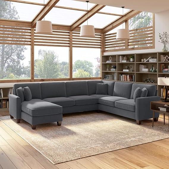3 Seater U Shape Sofa For Home Furniture, Upholstery Fabric Modern And Durable Design For Living Room and Office- Blue
