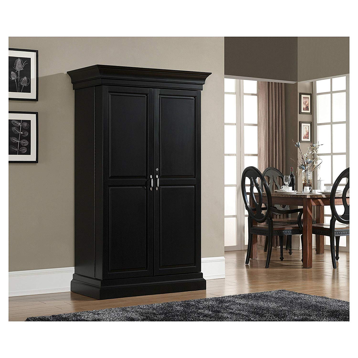 Wooden Bar Storage Cabinet Organizer with Spacious Storage & Modern Charm
