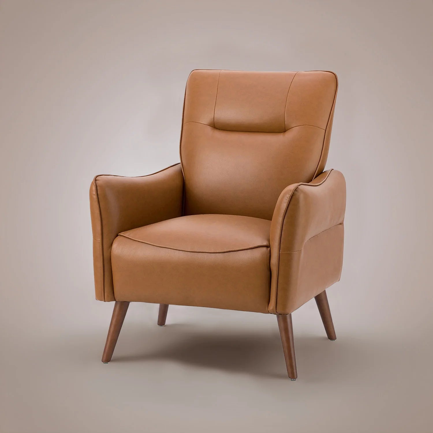 Lounge Chair with Arm Modern & Durable Design Upholstery Pu Leatherette Comfortable Seating for Living Room & Offices - Brown