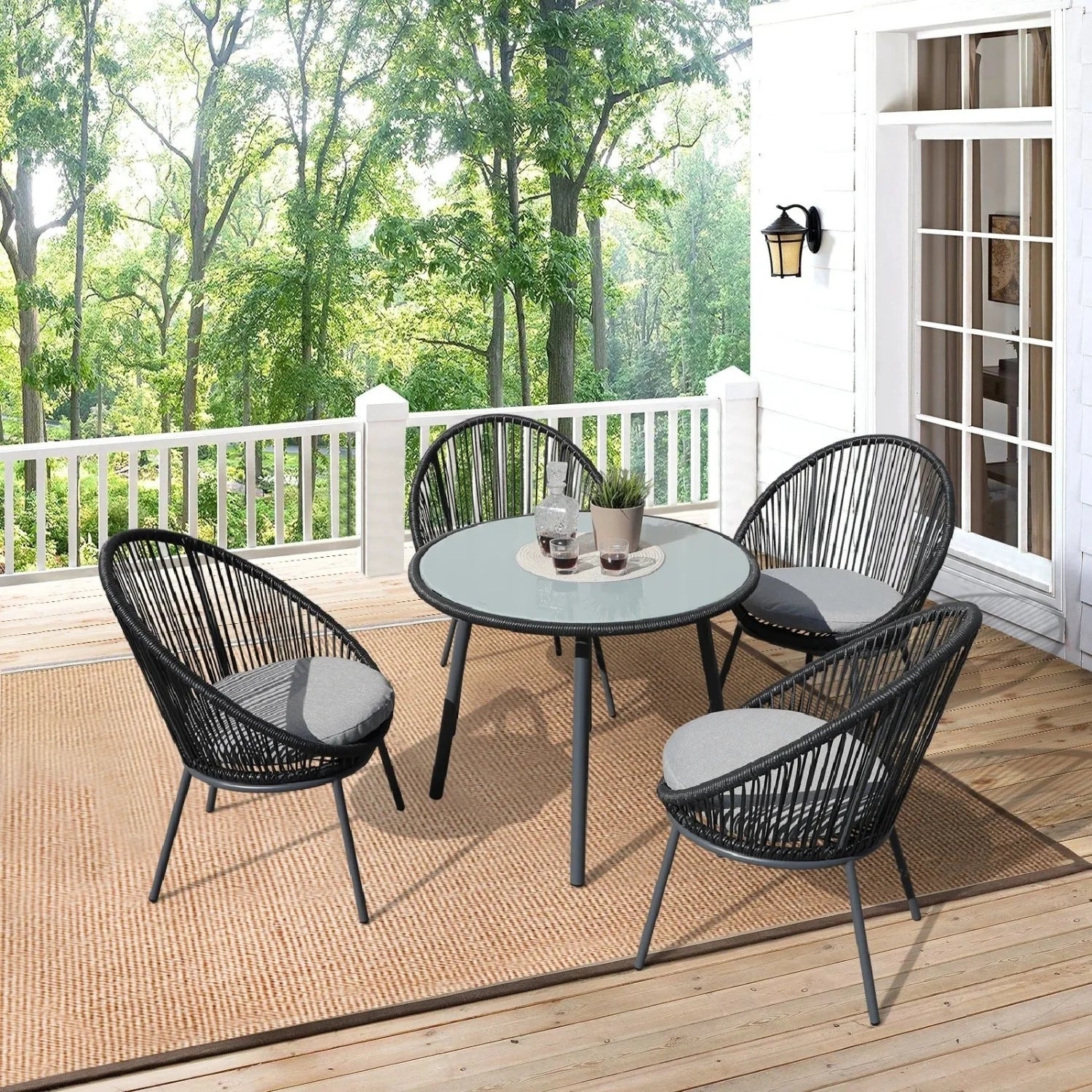 Seating Chair and Table Set Outdoor For Balcony Garden, Table Set Furniture with 4 Chairs and 1 Table Set
