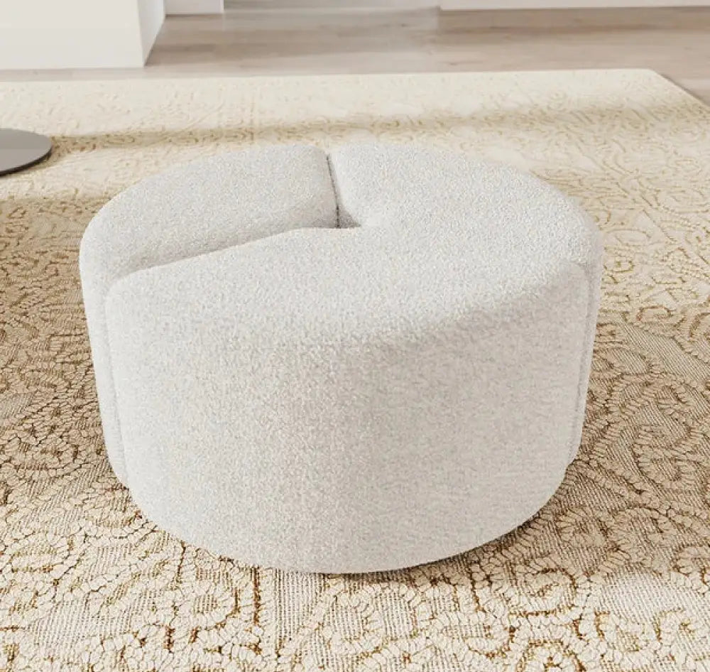 Ottoman Handcrafted Bouclé Upholstery with Cushioning, Durable Wooden Frame, Design, Perfect as Stylish Seating