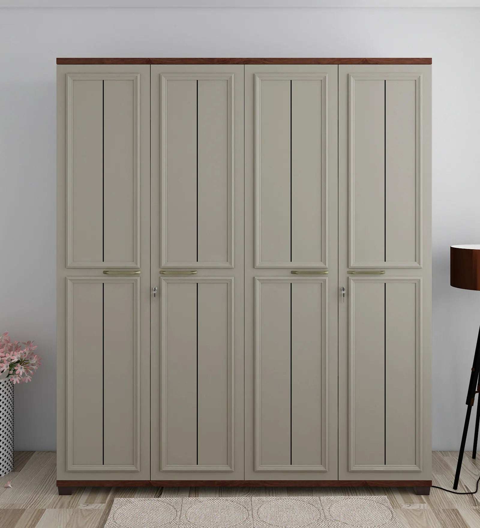 Wardrobe 3‑Door with Hanging Spaces, Drawers & Shelves, Frosty Combination with Ample Compartments
