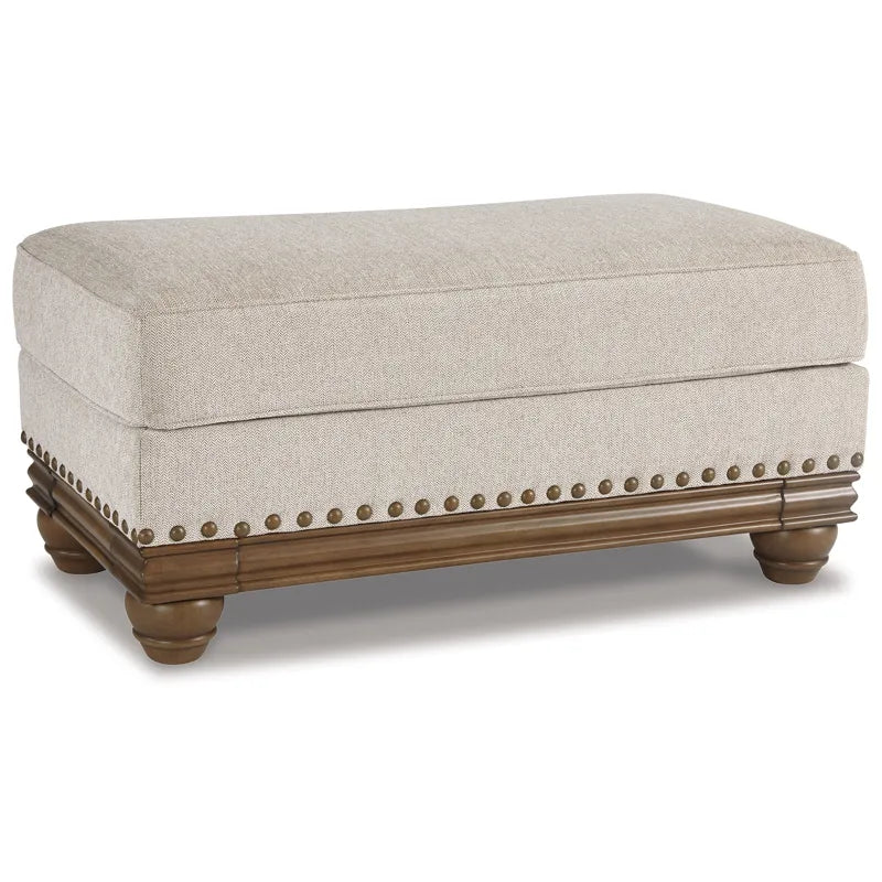 Rectangular Ottoman in Premium Fabric – Soft Polyester, Plush Foam Seat for Living Room