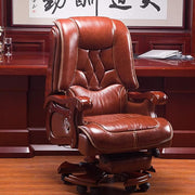 High Back Luxury Office Director Chair Made in Plyboard with Leatherette and High Density Foam & Recliner Feature and Double Wheel with wooden Polish