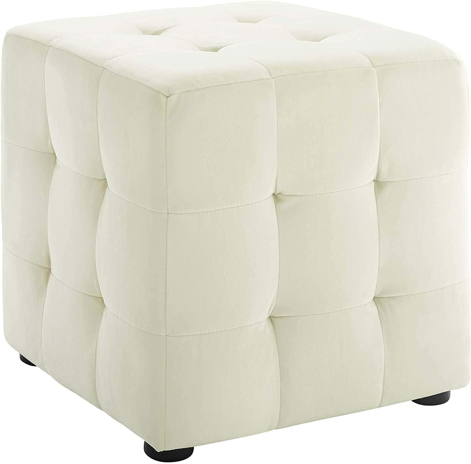 Ottoman Modern Square shape Foot Rest Stool, Pouf for Office Home Décor for living Room, Bedroom, Office - White